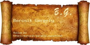 Bercsik Gergely névjegykártya